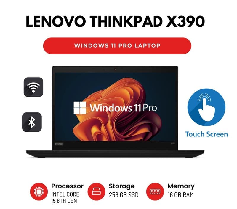 Lenovo X380 Laptop Win 11 Touch Screen 1TB SSD 8GB Ram i5 8Th Gen WIN 11