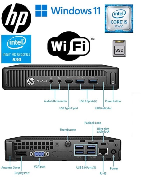 HP EliteDesk 800 G2 Desktop Mini PC i5 6th Gen 3.20GHz 8GB RAM 1TB SSD Win 10