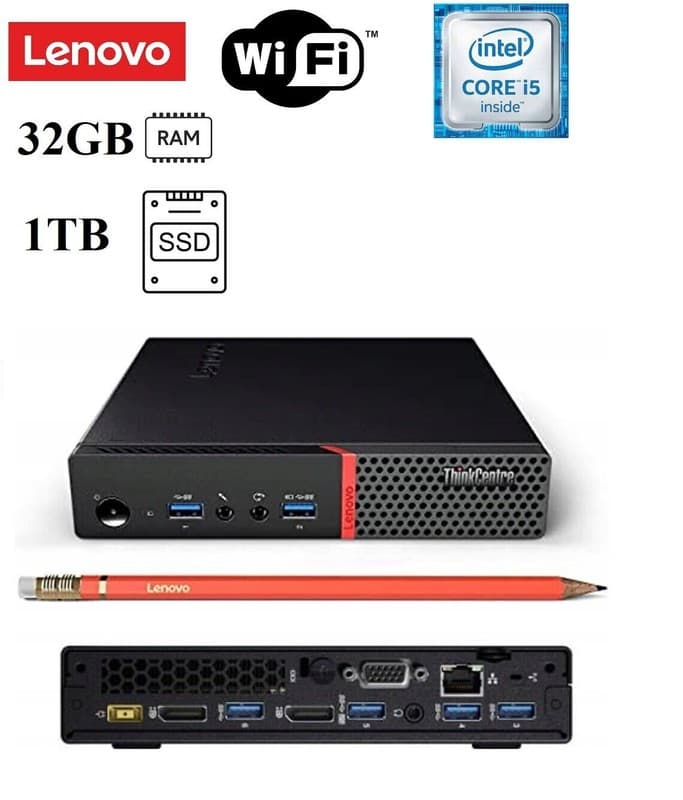 Windows 11 Pro Lenovo i5 2TB NVME SSD 32GB RAM M900 Small Tiny PC WiFi Desktop