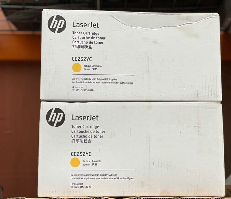 Joblot x 2 Genuine HP CE252YC Yellow Toner Cartridge HP LaserJet CP3525 CM3530