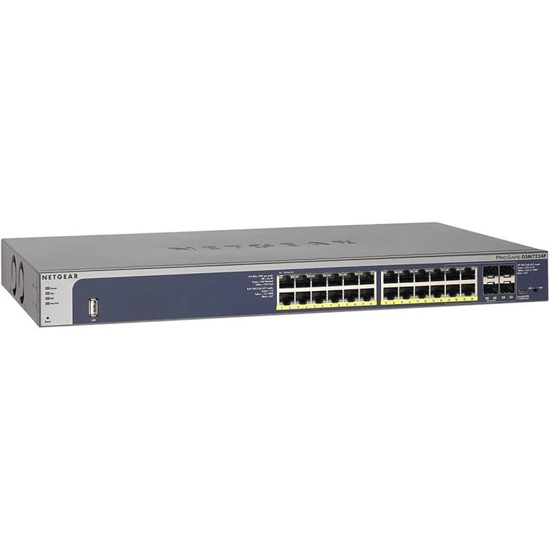 Netgear ProSAFE GSM7224P 24-Port Layer 2+ Gigabit PoE+ Managed Switch with rack