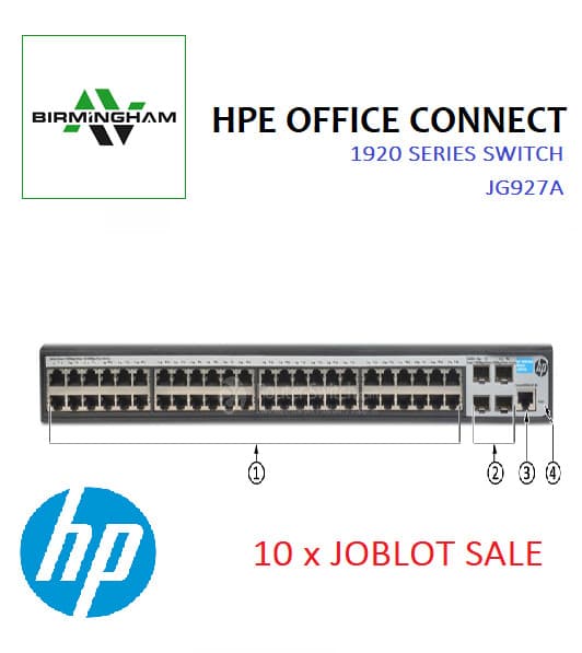 10 x JOBLOT HP 1920 48G 48 Port Gigabit Managed Switch JG927A 4XSFP Free Postage